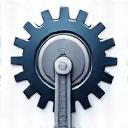 Ikone von Zahnrädern und einem Messschieber